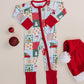 Bamboo Zip Romper | Christmas Patchwork