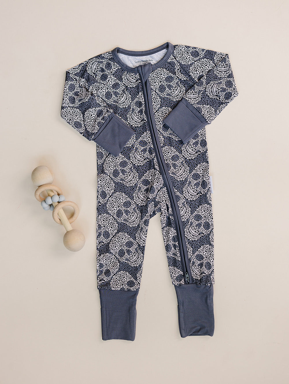 Bamboo Zip Romper | Leopard Skull