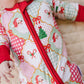 Bamboo Zip Romper | Santa Patchwork