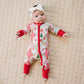 Bamboo Zip Romper | Santa Patchwork