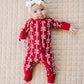 Bamboo Zip Romper | Red Bows