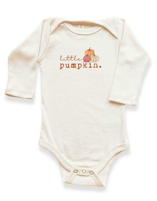 Little Pumpkin Stack Organic Bodysuit Long Sleeve