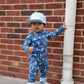 Bamboo Zip Romper | Blue Camo Bolts