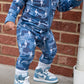 Bamboo Zip Romper | Blue Camo Bolts