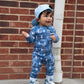 Bamboo Zip Romper | Blue Camo Bolts