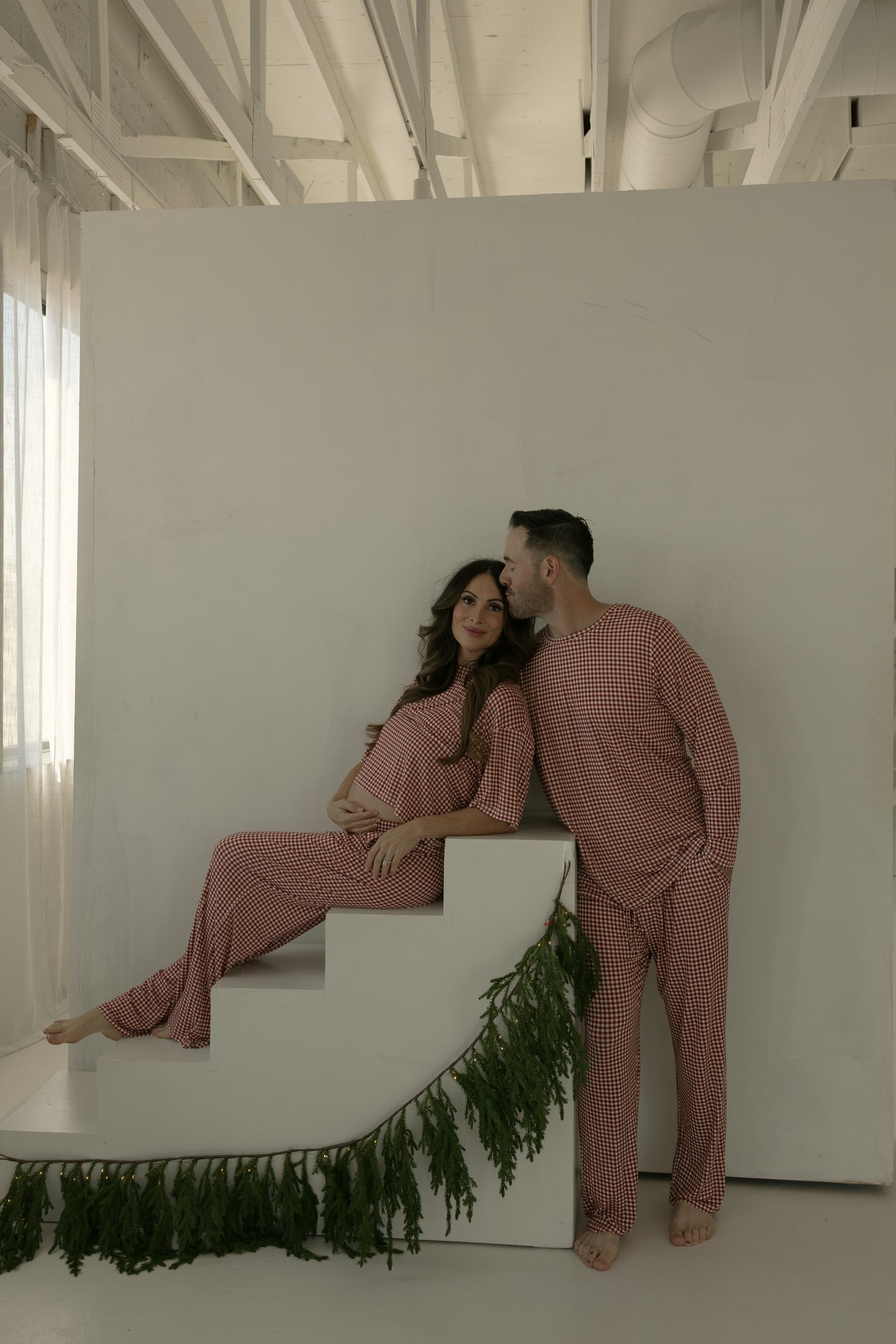 Women's Boxy Tee Lounge Set | Red Gingham