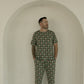 Men's Short Sleeve Bamboo Pajamas | Santa Checkerboard