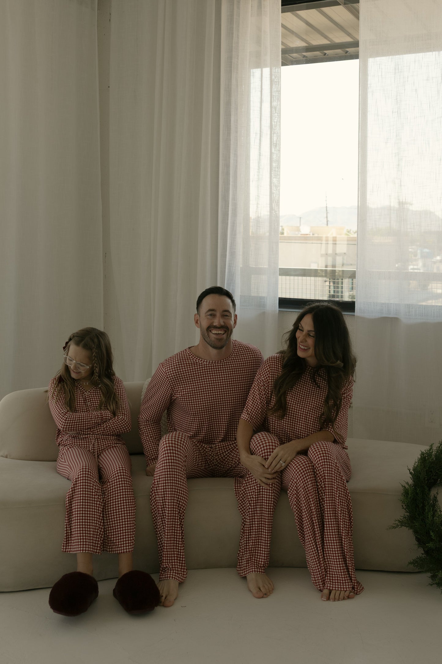 Women's Boxy Tee Lounge Set | Red Gingham