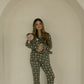 Long Sleeve Women's Bamboo Pajamas | Santa Checkerboard