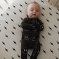 Muslin Crib Sheet | White & Black Lightning Bolt