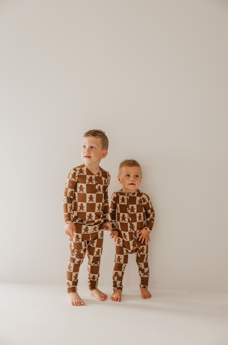 Bamboo Two Piece Pajamas 2024| Gingerbread Checkerboard