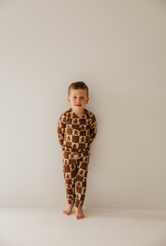 Bamboo Two Piece Pajamas 2024| Gingerbread Checkerboard