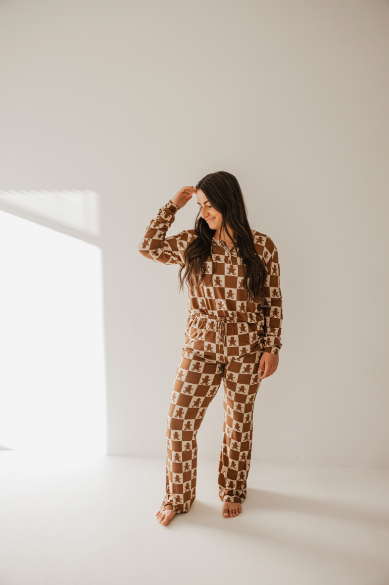 Women's Bamboo Pajama | Gingerbread Checkerboard 2024