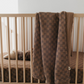 Muslin Crib Sheet | Faded Brown Checkerboard