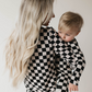 Bamboo Zip Pajamas | Black Checkerboard