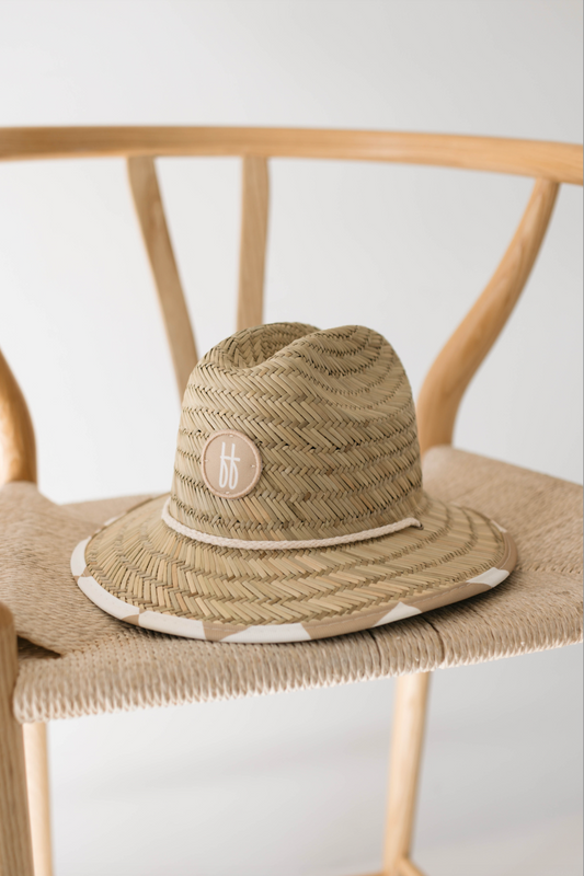 FF Straw Sun Hat | Gold Coast Wavy Checker