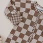 Ribbed Bamboo Zip Romper | Latte Checkered