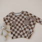 Ribbed Bamboo Two Piece Set | Latte Checkered
