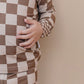 Ribbed Bamboo Two Piece Set | Latte Checkered
