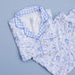 Bamboo Women's Button Up Set | Blue Flowers