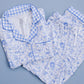 Bamboo Women's Button Up Set | Blue Flowers
