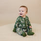 Bamboo Zip Romper | Green Camo Bolts