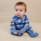 Bamboo Zip Romper | Blue Camo Bolts
