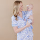 Bamboo Women's Button Up Set | Blue Flowers