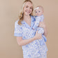 Bamboo Women's Button Up Set | Blue Flowers