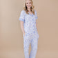 Bamboo Women's Button Up Set | Blue Flowers