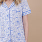 Bamboo Women's Button Up Set | Blue Flowers