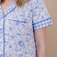 Bamboo Women's Button Up Set | Blue Flowers