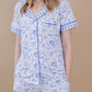 Bamboo Women's Button Up Set | Blue Flowers