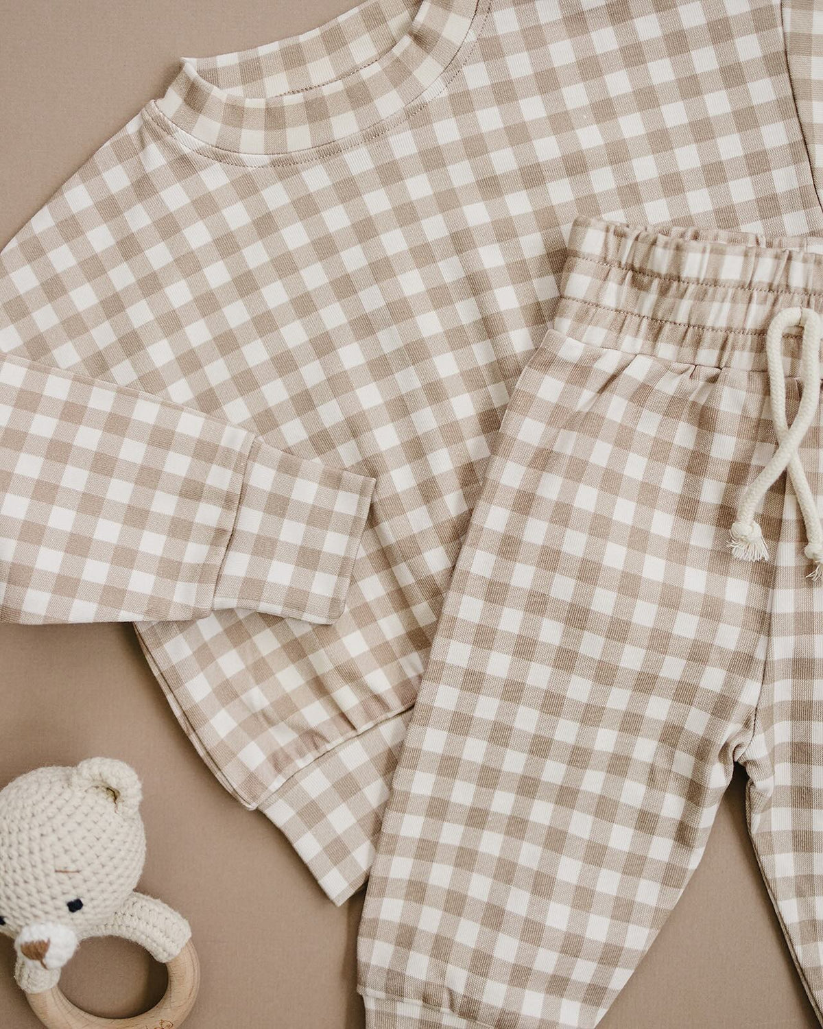 Jogger Set | Beige Gingham