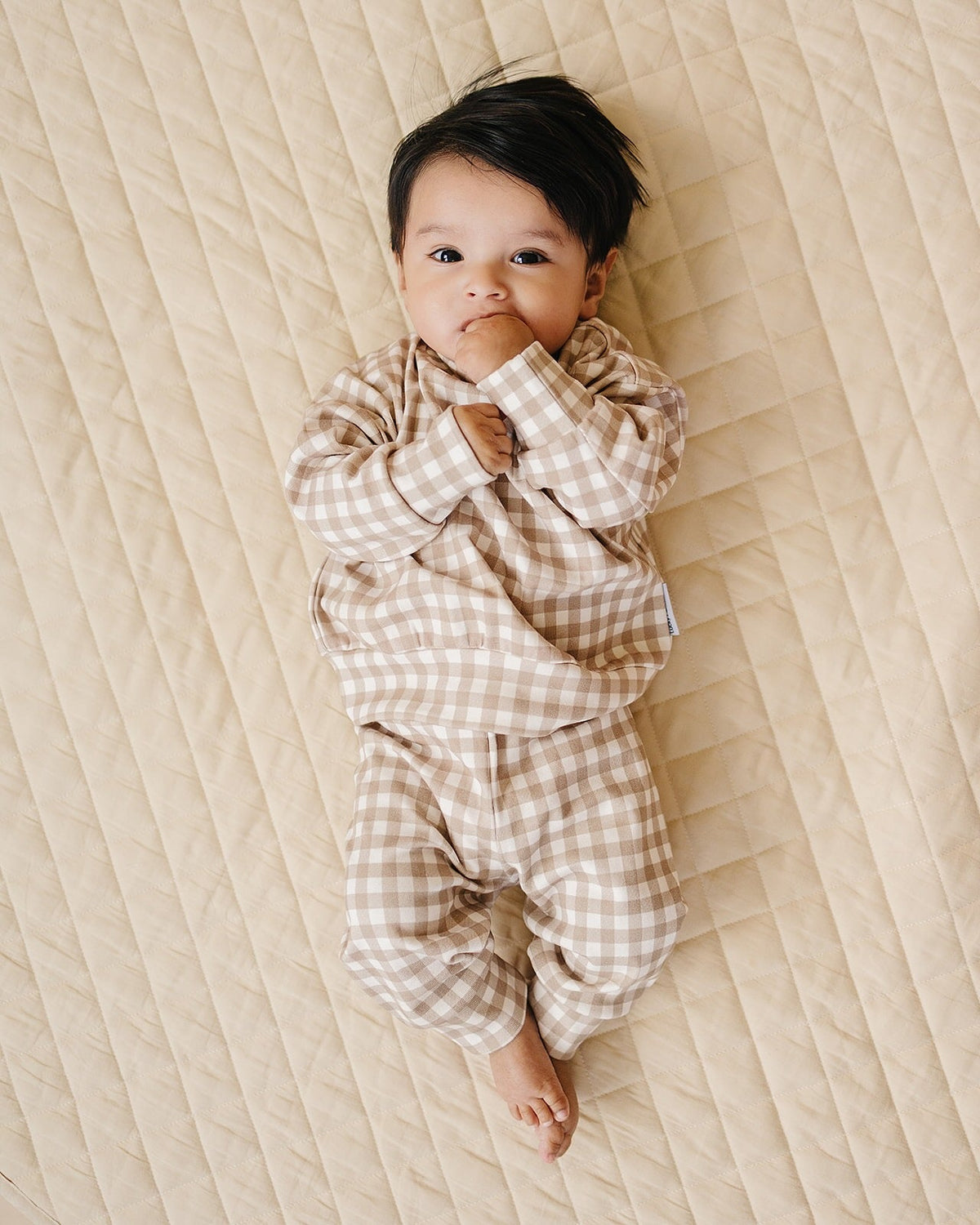 Jogger Set | Beige Gingham