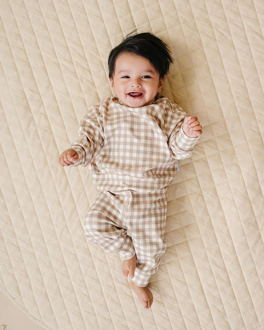 Jogger Set | Beige Gingham