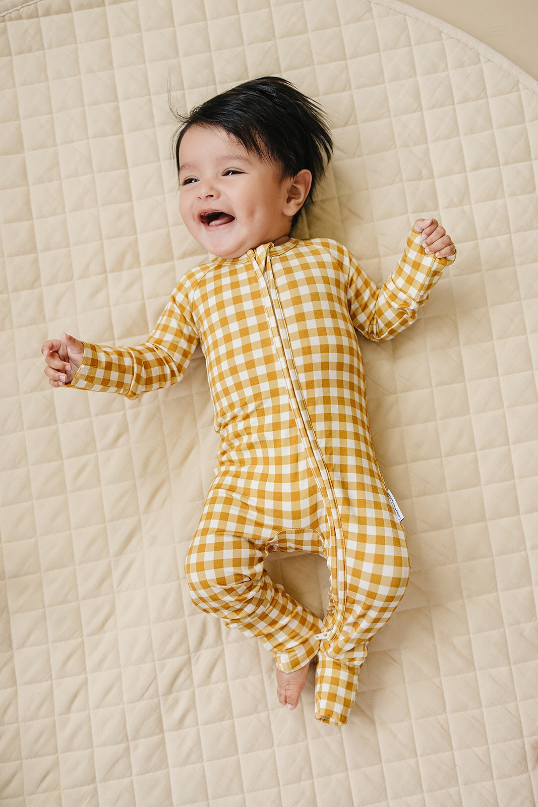 Bamboo Zip Romper | Yellow Gingham