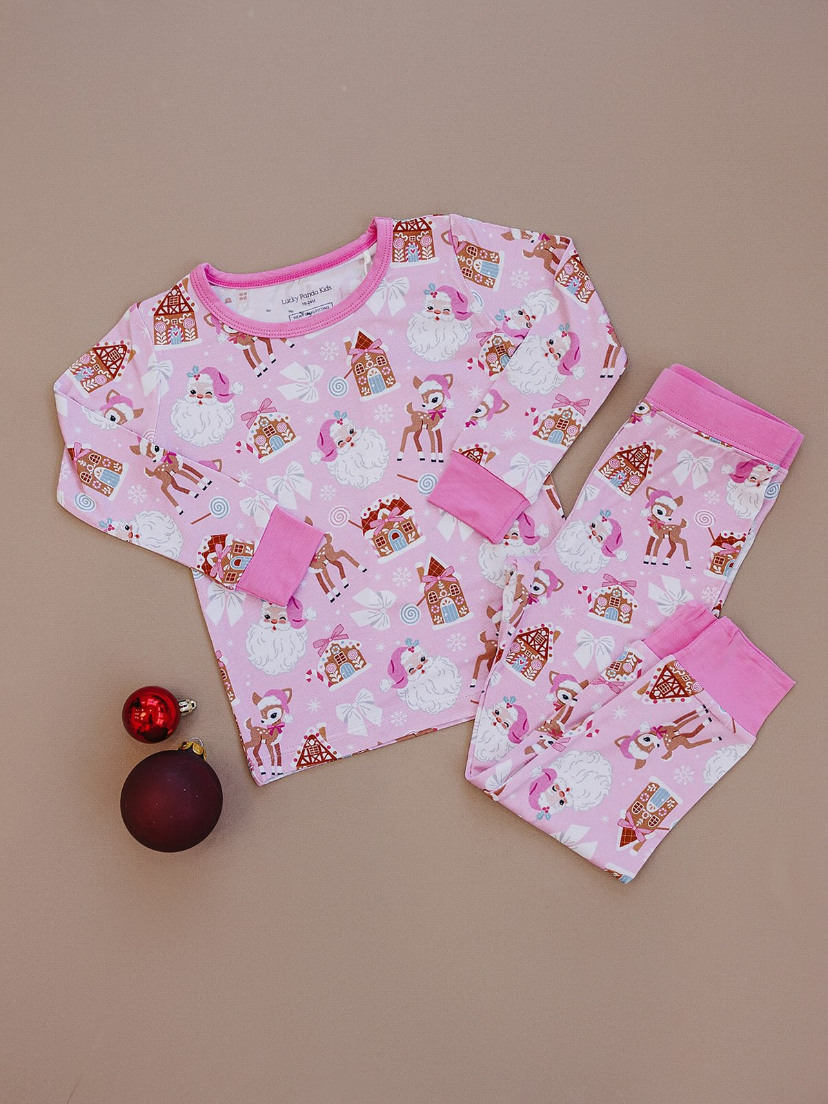 Bamboo Two Piece Set | Pink Christmas