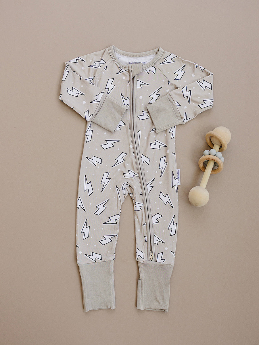 Bamboo Zip Romper | Latte Bolts