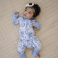 Bamboo Zip Romper | Blue Bow
