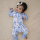 Bamboo Zip Romper | Blue Bow