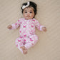 Bamboo Zip Romper | Pink Butterfly