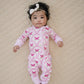Bamboo Zip Romper | Pink Butterfly