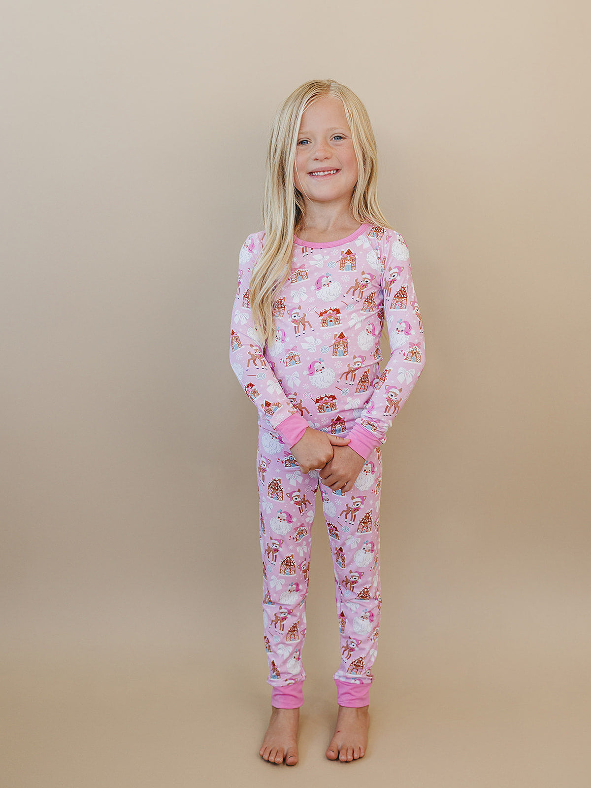 Bamboo Two Piece Set | Pink Christmas