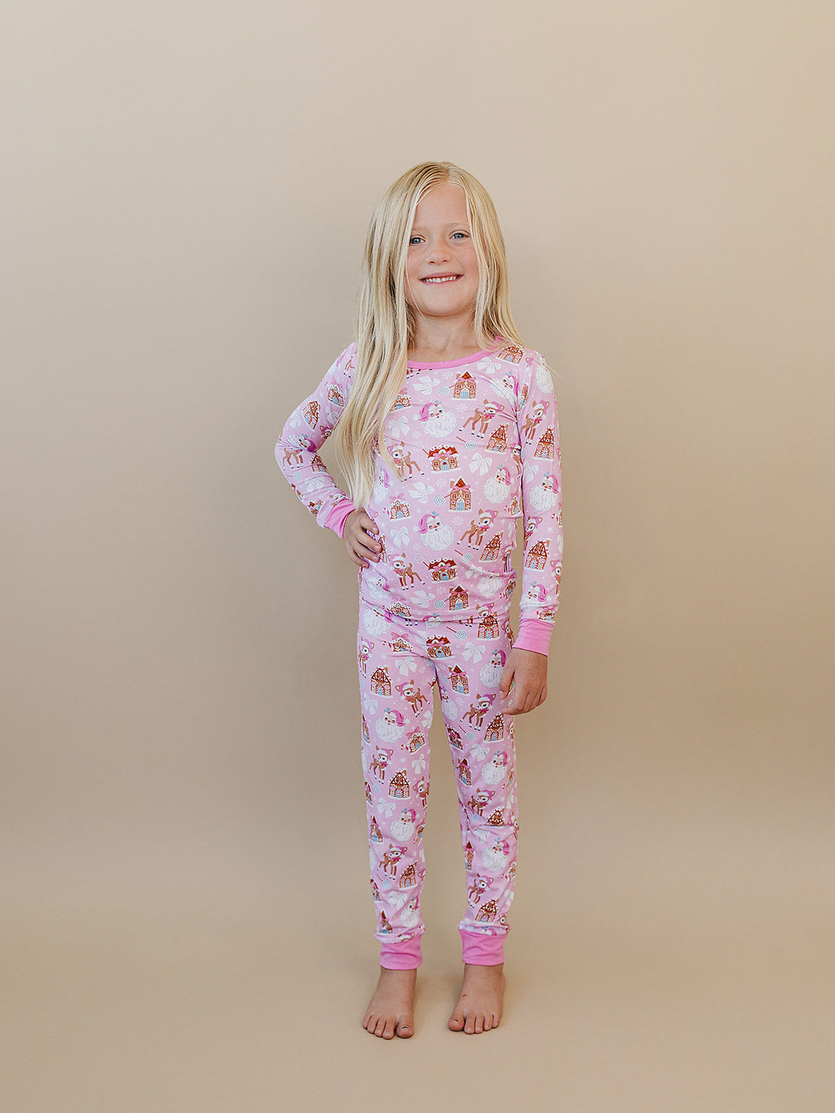 Bamboo Two Piece Set | Pink Christmas