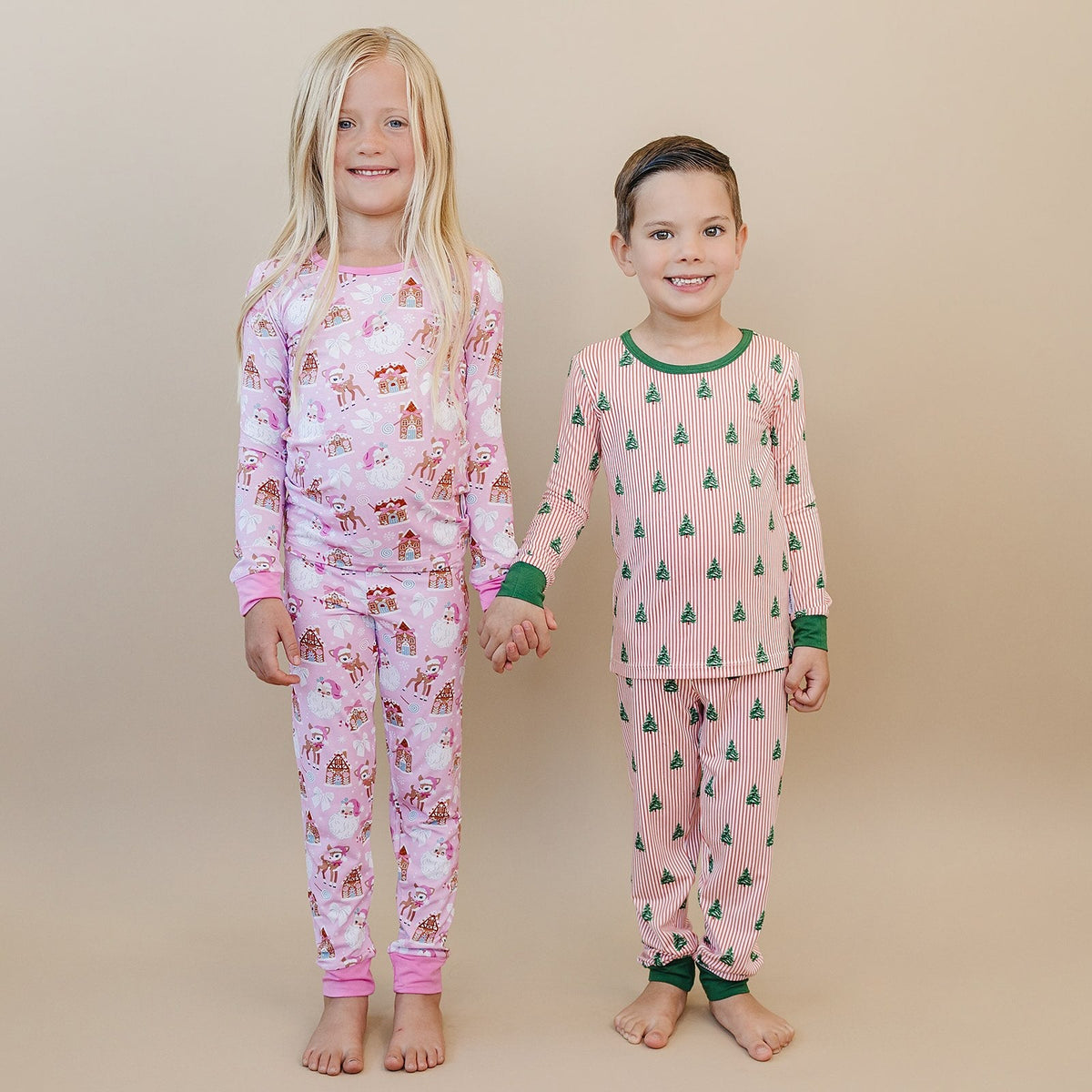 Bamboo Two Piece Set | Pink Christmas
