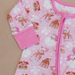 Bamboo Zip Romper | Pink Christmas
