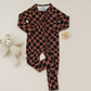 Bamboo Zip Romper | Chocolate Wavy Checkered