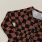 Bamboo Zip Romper | Chocolate Wavy Checkered
