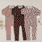 Bamboo Zip Romper | Chocolate Wavy Checkered